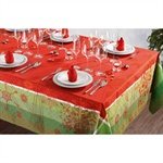 Nappe rectangulaire Christmas 3,05 m et 8 serviettes fraise Garnier Thiebaut